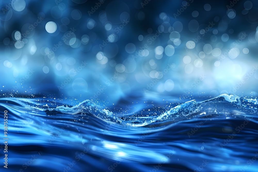 Abstract Blue Water Waves and Bokeh Background Abstract Blue Water Waves and Bokeh Background