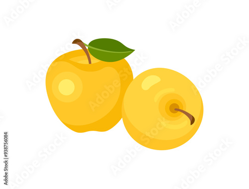 Yellow apples. Vector cartoon flat illustration. Fresh fruits icon. 