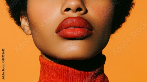 A closeup of a womans chin and neck showing a few natural hairs and subtle skin texture The image is lit softly with a focus on the small details that are often overlooked promoting a message of selfa photo