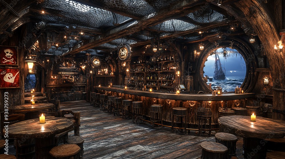 Fototapeta premium pirate bar, bar, elegant bar, restaurant, classic bar, luxury, gorgeous, 