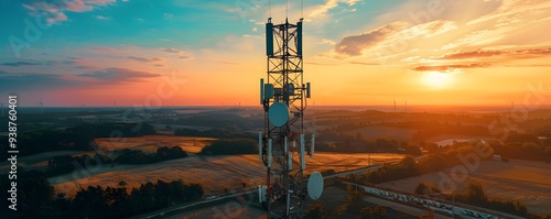 Aerial View of Telecommunic...