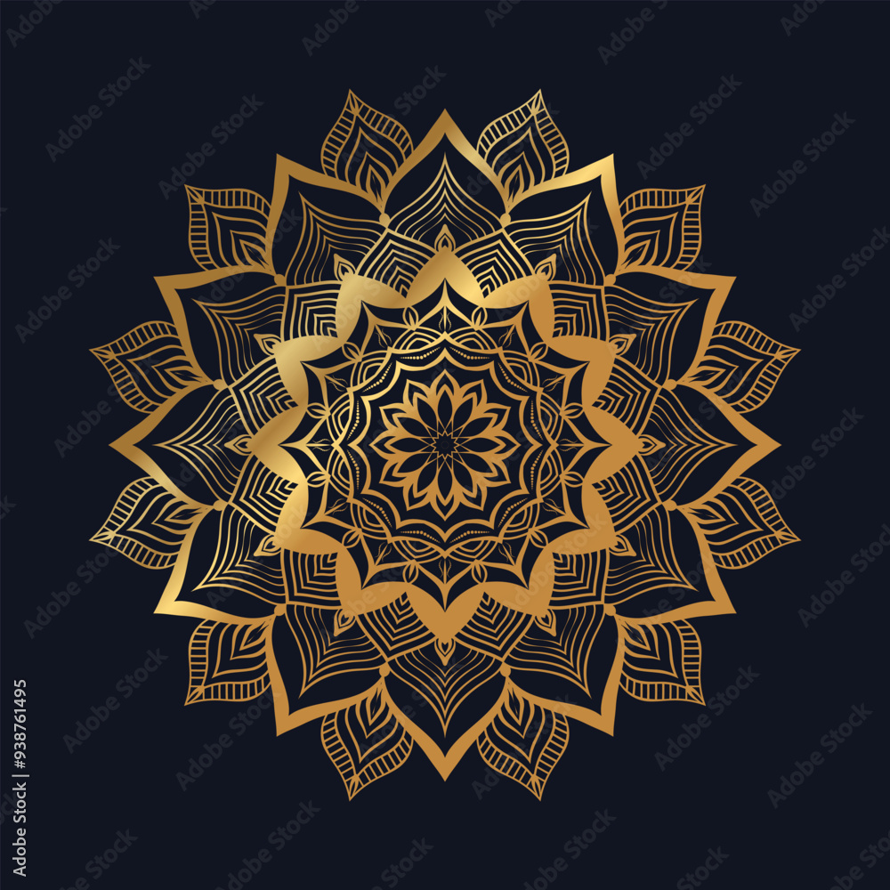 Golden single mandala vector. Golden single mandala vector.