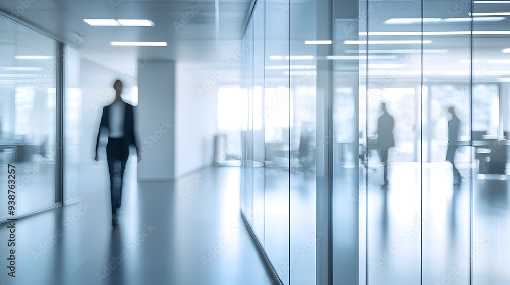 A professional walking in a modern office corridor with blurred figures in the background, conveying a sense of business and productivity. A professional walking in a modern office corridor with blurred figures in the background, conveying a sense of business and productivity.