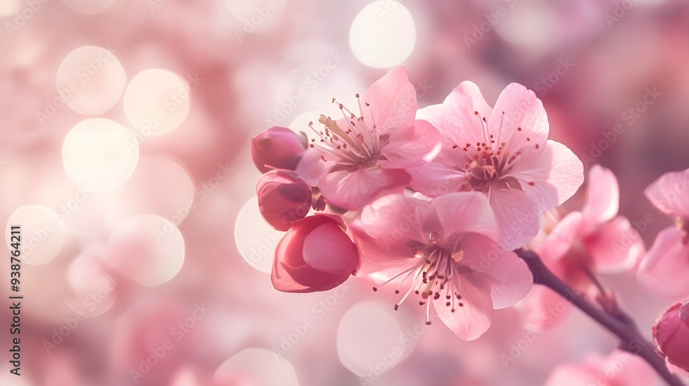A close-up view of delicate pink cherry blossoms against a soft, dreamy bokeh background, evoking feelings of spring and renewal. A close-up view of delicate pink cherry blossoms against a soft, dreamy bokeh background, evoking feelings of spring and renewal.