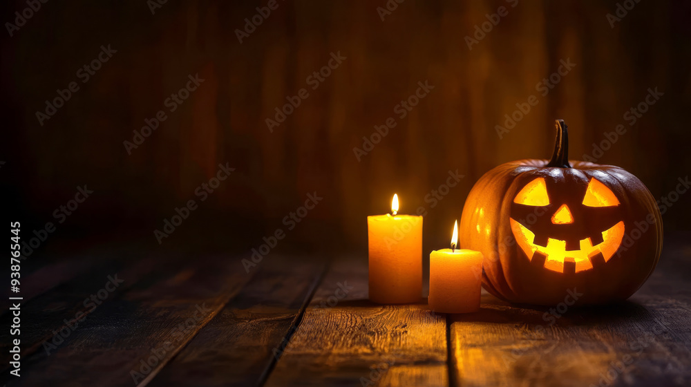 Obraz premium festive background with evil pumpkin for Halloween
