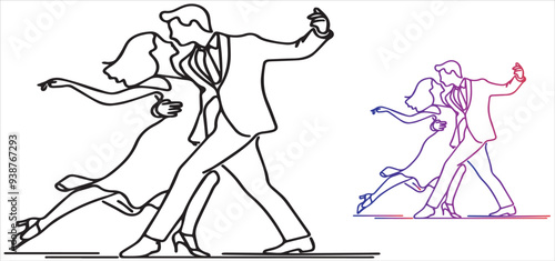 line drawing of couple dancing vector