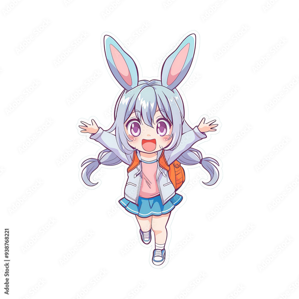 Smiling Anime Girl with Bunny Ears. Smiling Anime Girl with Bunny Ears.
