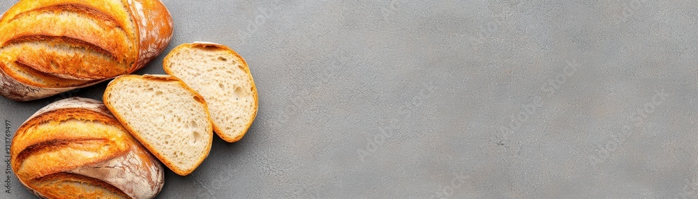 Freshly baked artisanal bread placed on a rustic surface, ideal for food photography and culinary presentations. Freshly baked artisanal bread placed on a rustic surface, ideal for food photography and culinary presentations.