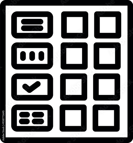 Simple black and white icon of an electronic voting panel displaying various options and a confirmation button