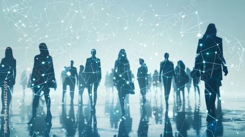 Silhouetted figures stand prominently within a vast networked digital world we navigate today