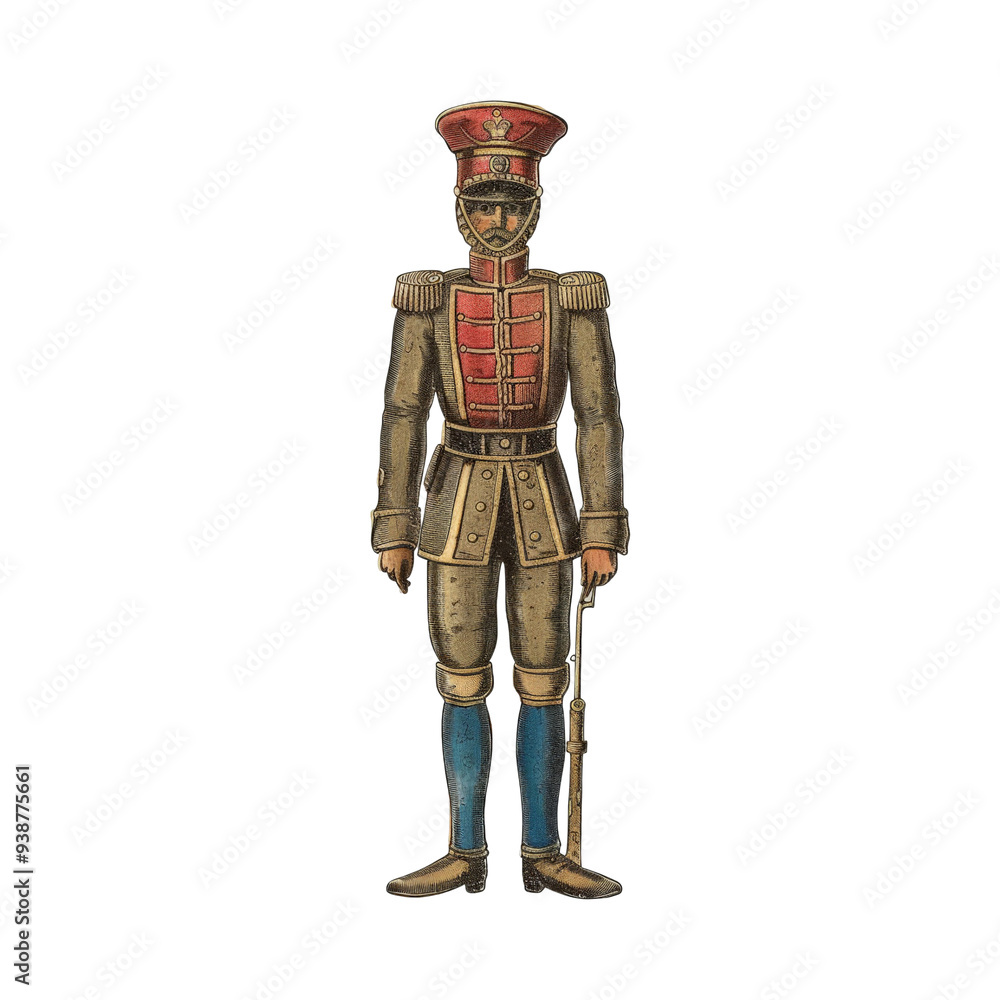 Antique Illustration of a Military Officer in Full Dress Uniform. Antique Illustration of a Military Officer in Full Dress Uniform.