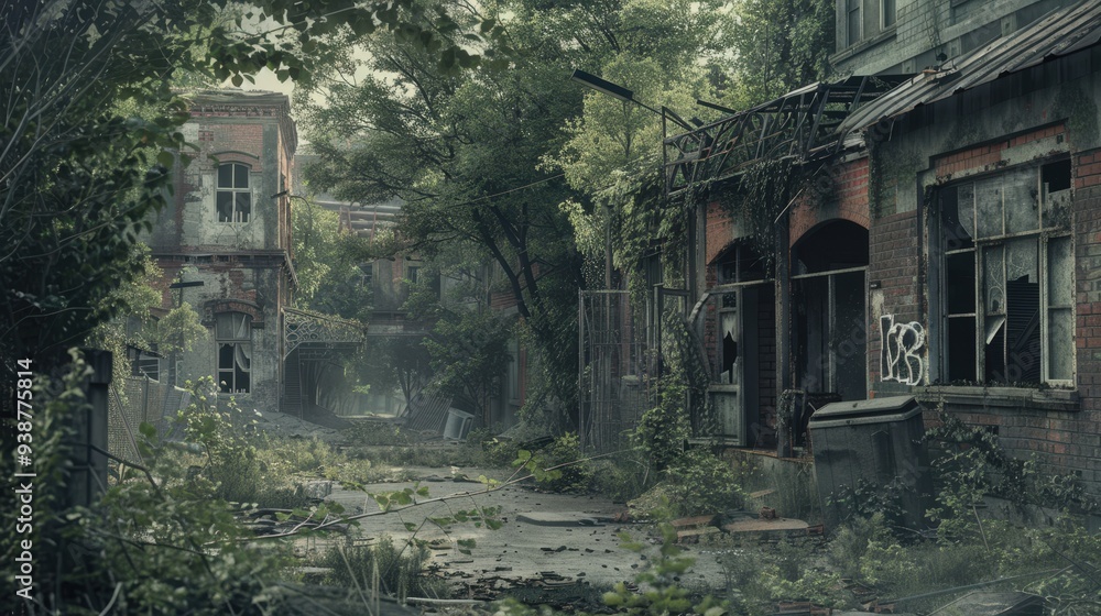 the eerie silence of a deserted neighborhood with destroyed buildings the eerie silence of a deserted neighborhood with destroyed buildings
