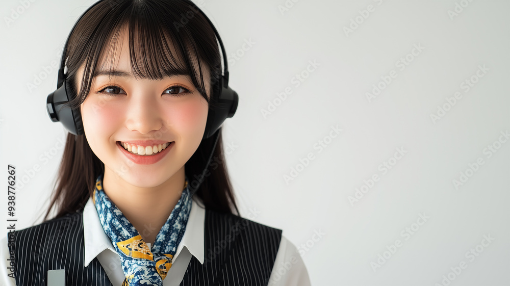 笑顔の日本人女性カスタマーサービス担当者 笑顔の日本人女性カスタマーサービス担当者