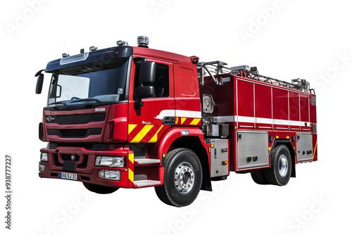 Fire engine on transparent background for emergency services design projects and fire safety awareness campaigns in high-resolution PNG format