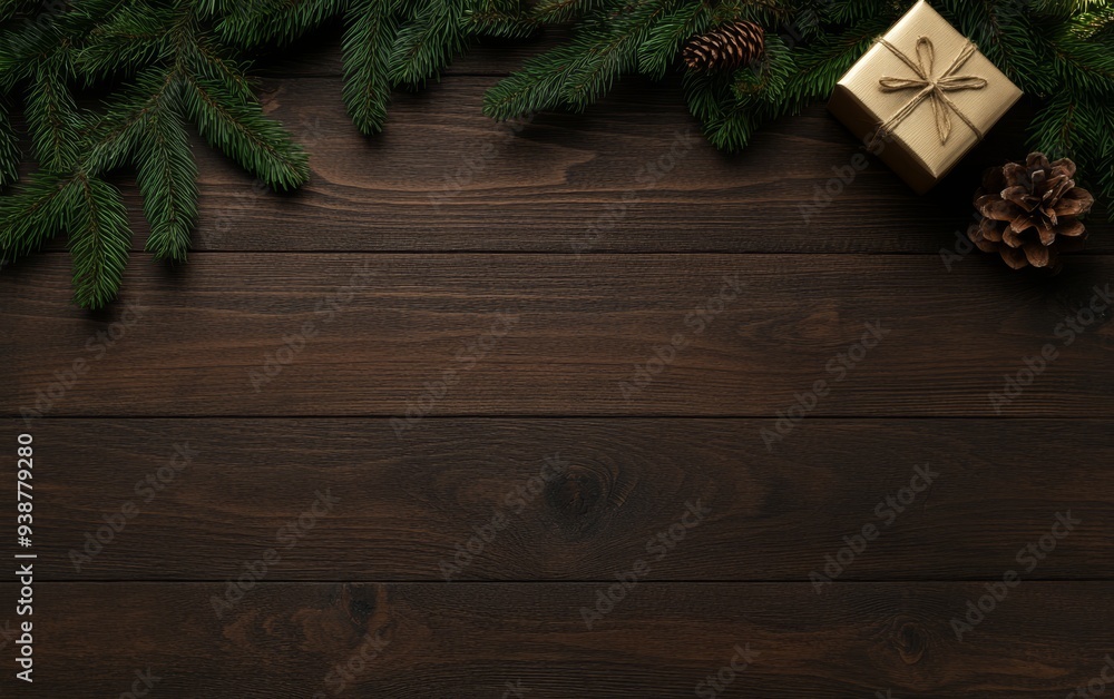 Christmas and New Year border. Christmas composition with festive decorative design elements Christmas and New Year border. Christmas composition with festive decorative design elements
