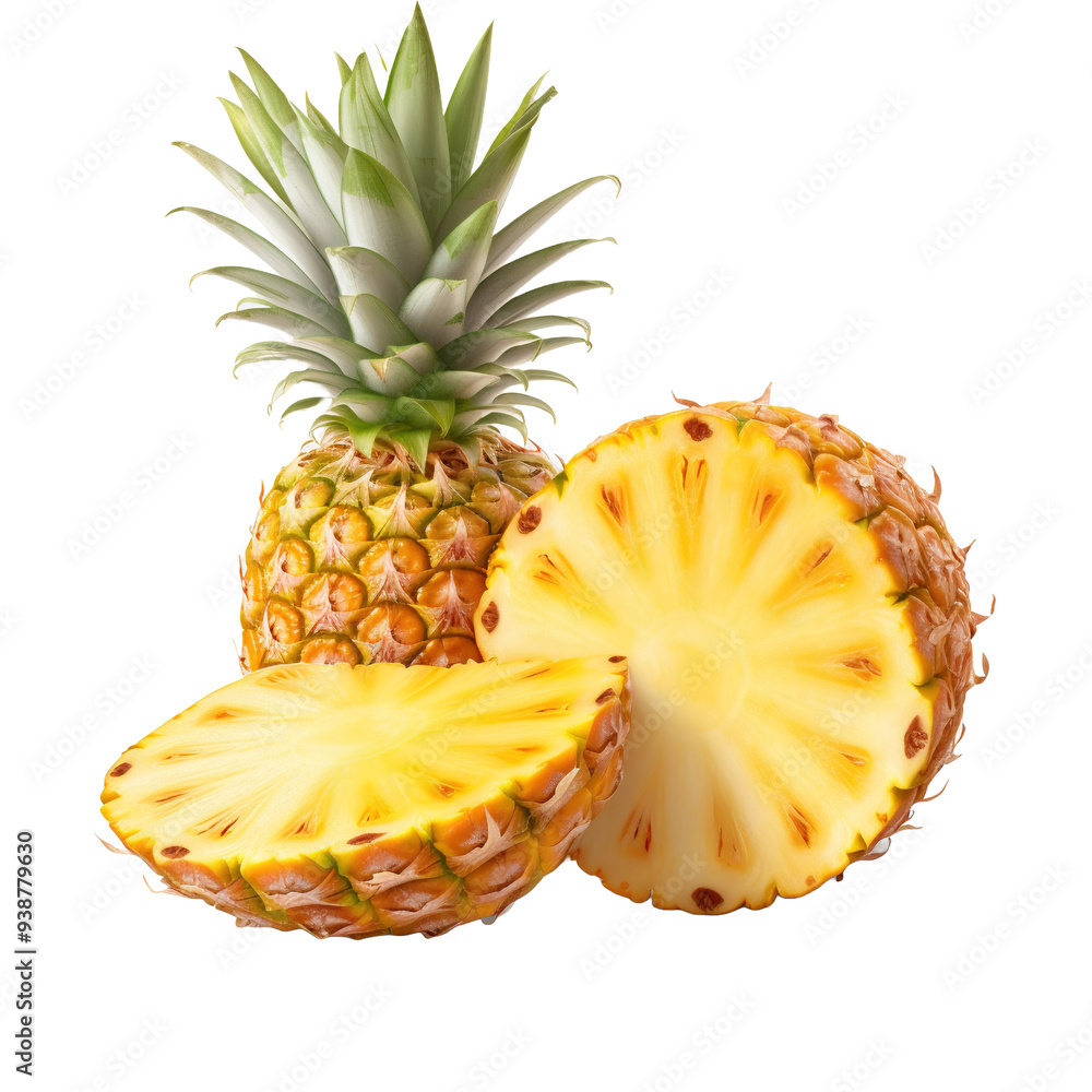 Pineapple cut view on transparent background, png Pineapple cut view on transparent background, png