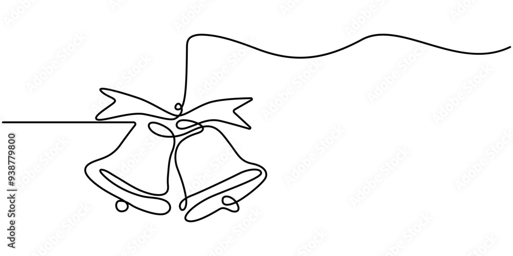 Jingle bell continuous one line drawing, single line art element, minimalist sketch line vector illustration, christmas winter new year concept, Bell icon continuous line vector drawing. One line bell Jingle bell continuous one line drawing, single line art element, minimalist sketch line vector illustration, christmas winter new year concept, Bell icon continuous line vector drawing. One line bell
