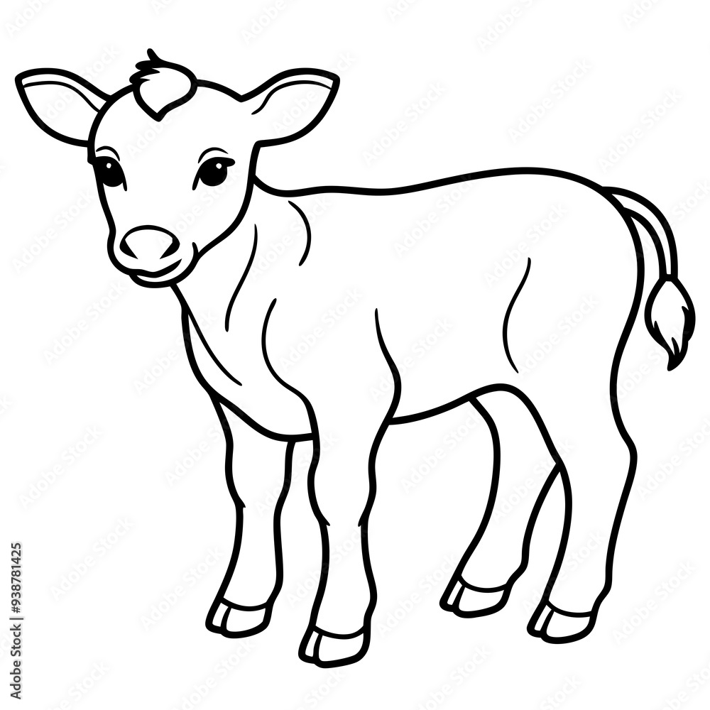 Fototapeta premium Baby beef calf art vector illustration