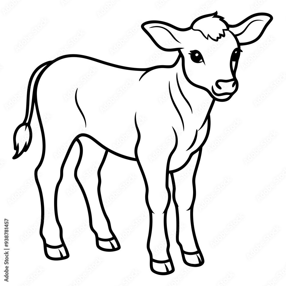 Fototapeta premium Baby beef calf art vector illustration