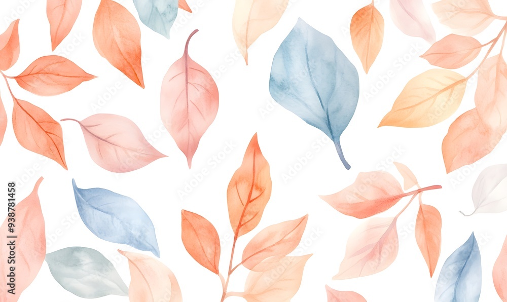 watercolor fall pattern, Generative AI watercolor fall pattern, Generative AI