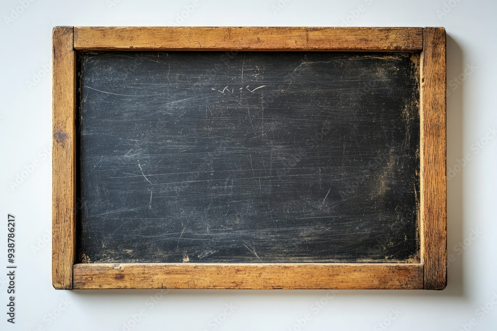 Old chalkboard with visible chalk traces, perfect for educational concepts. Vintage blackboard with wooden frame, offering rustic feel. Blank surface for messages or drawings. Copy space Old chalkboard with visible chalk traces, perfect for educational concepts. Vintage blackboard with wooden frame, offering rustic feel. Blank surface for messages or drawings. Copy space