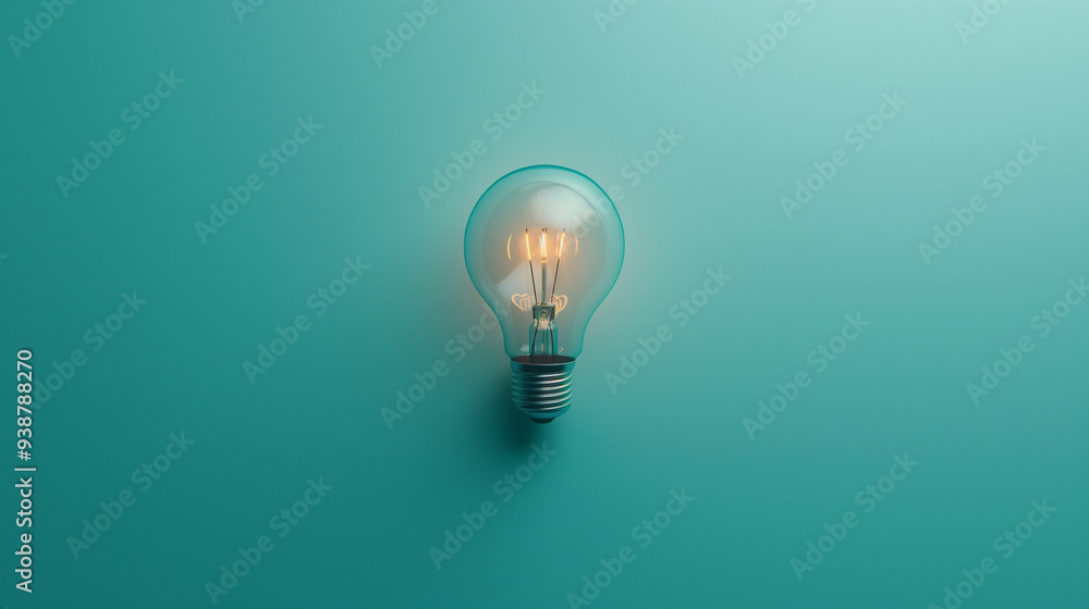 Minimalist glowing light bulb on a clean blue background, representing creativity, innovation, and new ideas in a modern design context. Minimalist glowing light bulb on a clean blue background, representing creativity, innovation, and new ideas in a modern design context.