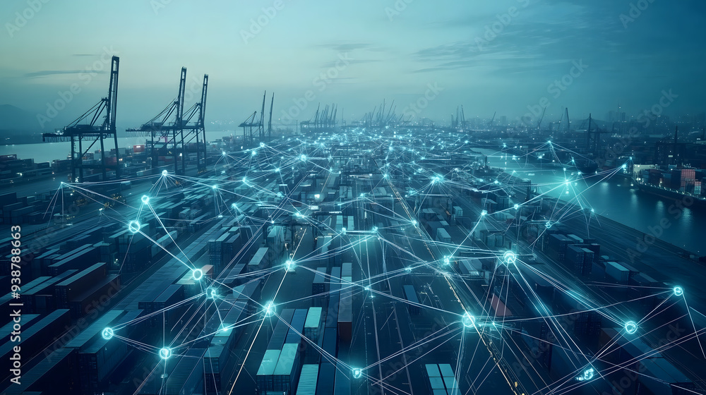A global supply chain network visualized through GenAI algorithms optimizing routes, predicting demand, and ensuring sustainability, resulting in cost savings and reduced environmental impact A global supply chain network visualized through GenAI algorithms optimizing routes, predicting demand, and ensuring sustainability, resulting in cost savings and reduced environmental impact