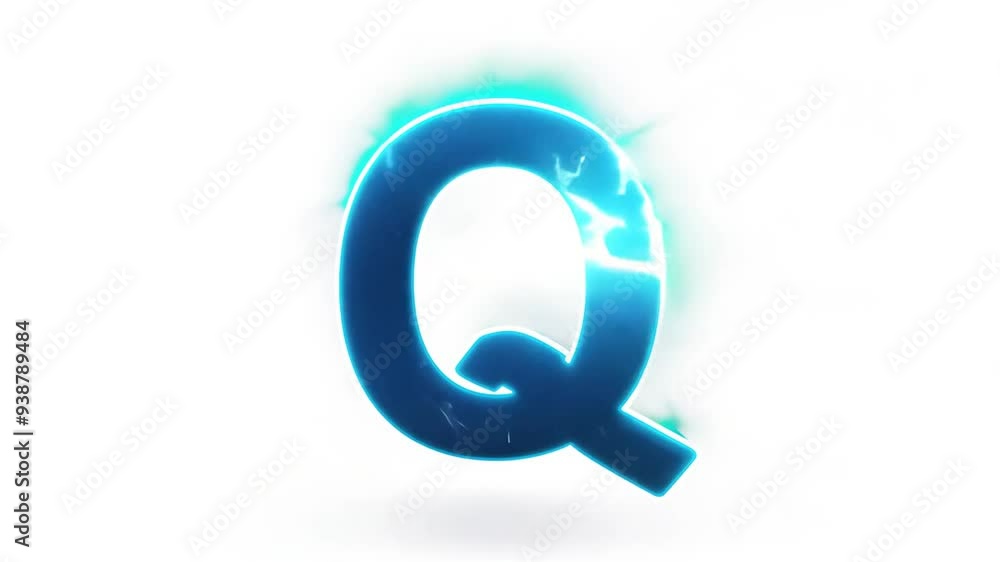 Stylized Blue Electric Letter Q on a White Background Generative AI Stylized Blue Electric Letter Q on a White Background Generative AI