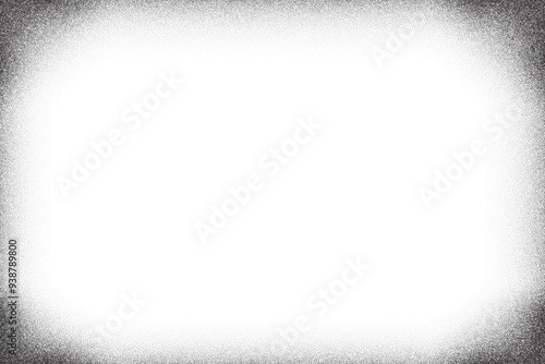 Grainy gradient background. Noisy stipple frame with fade effect. Vector grunge border with sand vintage texture. Abstract halftone gradation. Retro design template.