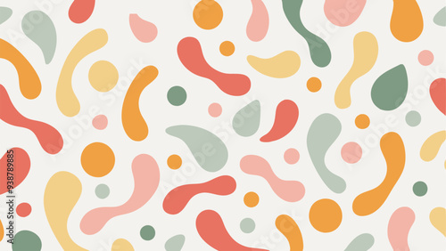 A playful, groovy vector background with abstract liquid forms and a vibrant color palette