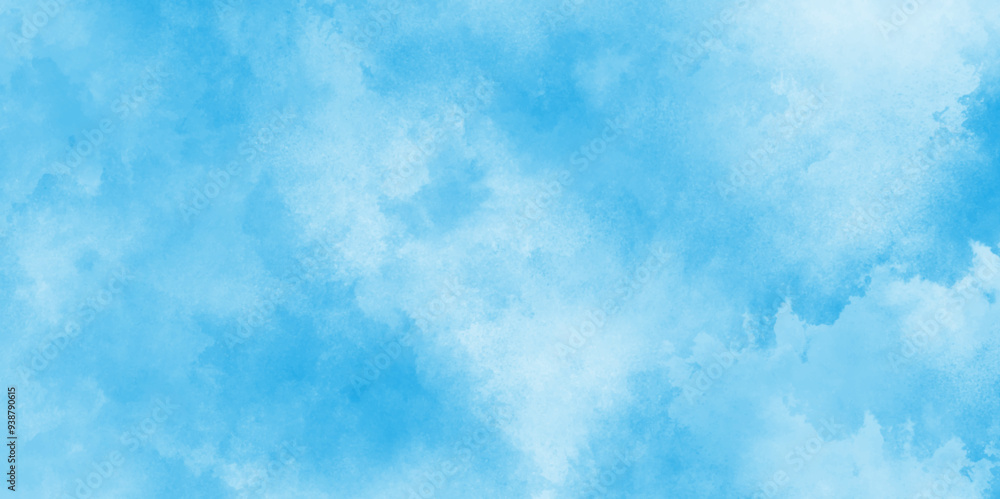 Obraz premium The morning fresh sky blue texture clouds, watercolor texture and watercolor and grunge blue paper, watercolor abstract painting of blue grunge texture. 