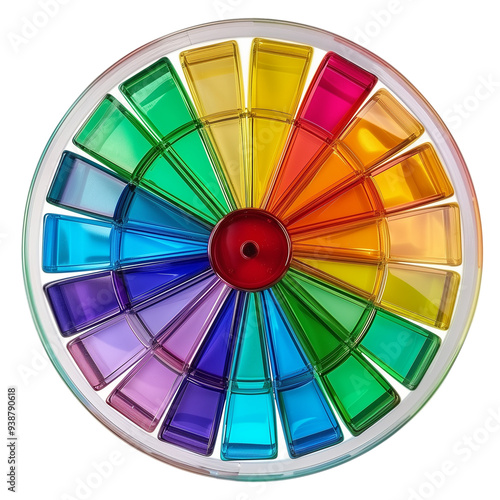 Abstract wheel of fortune with colorful glass isolated on a transparent background