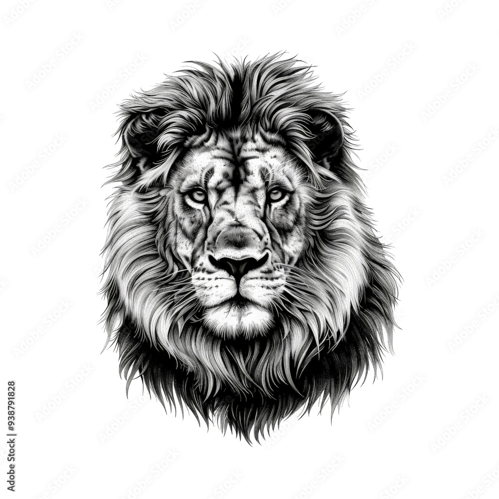 Majestic Lion Portrait in Monochrome. Majestic Lion Portrait in Monochrome.