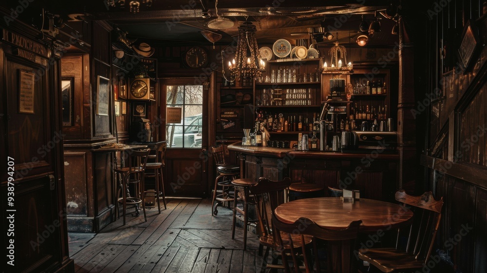 An old bar scene background with rustic wooden furnishings, dim lighting, and vintage decor, creating a cozy and nostalgic atmosphere perfect for settings that evoke a sense of history and charm An old bar scene background with rustic wooden furnishings, dim lighting, and vintage decor, creating a cozy and nostalgic atmosphere perfect for settings that evoke a sense of history and charm