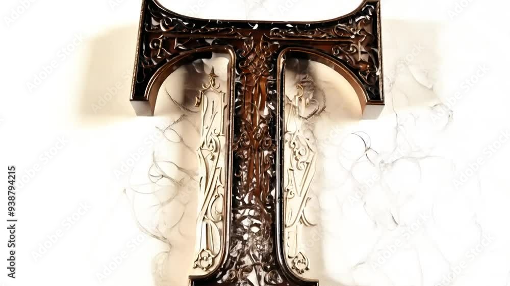 Intricate Wooden Letter T Displayed on a White Background Generative AI Intricate Wooden Letter T Displayed on a White Background Generative AI