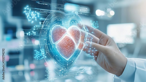 A cardiologist using AI to monitor a patient s heart condition during a stress test, emphasizing the role of advanced technology in heart health assessment