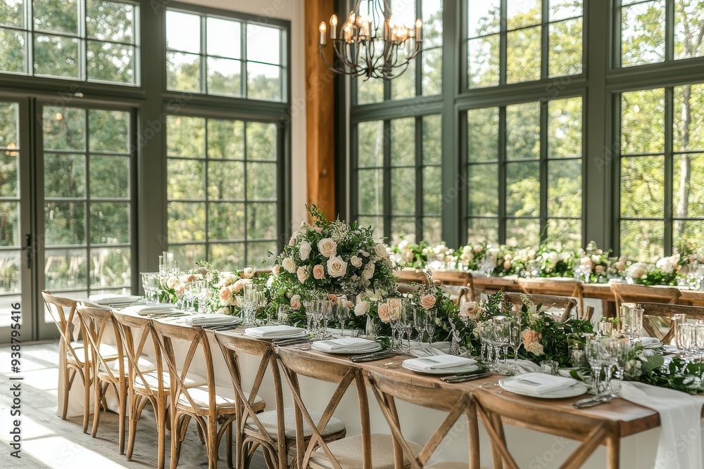 A large room with a long table and many chairs A large room with a long table and many chairs