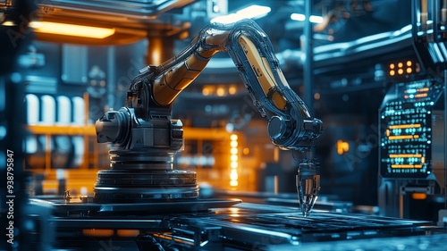 heavy automation robot arm machine in smart factory industrial,Industry 5.0 concept image.