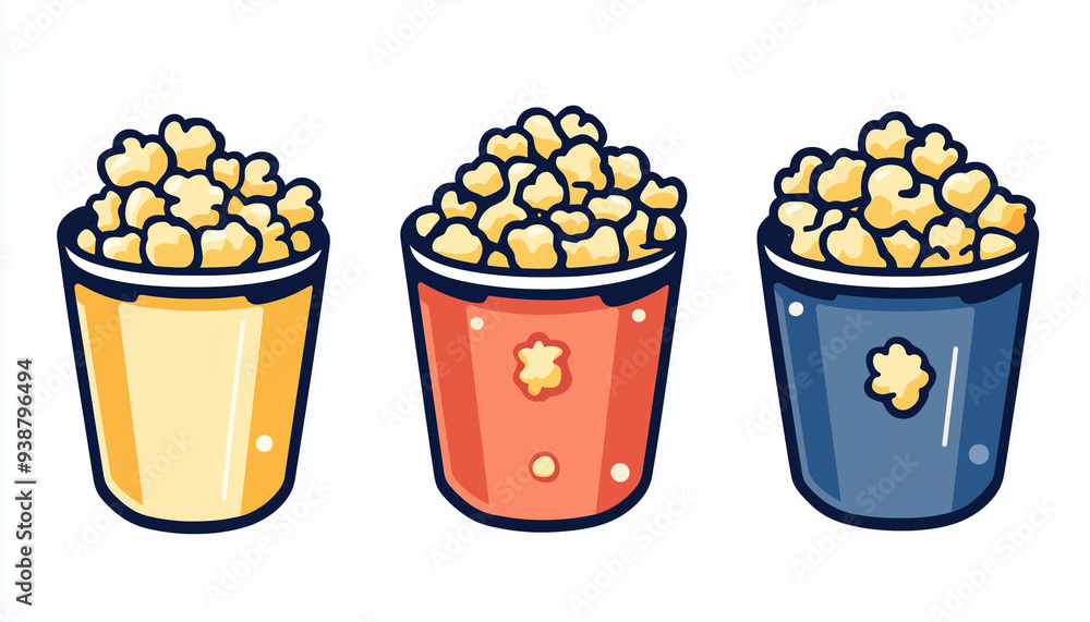 vector art of popcorn icons isolated in white background vector art of popcorn icons isolated in white background