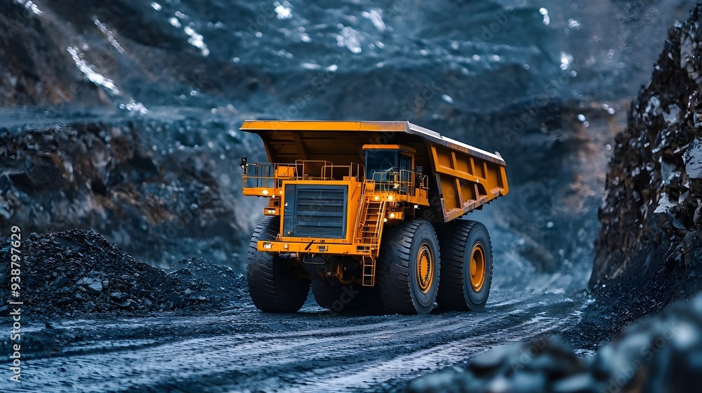 Large Mining Dump Truck In Coal Mine.