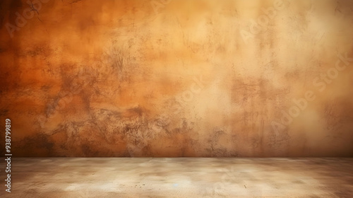 Rustic Brown Wall with Concrete Floor for Backgrounds