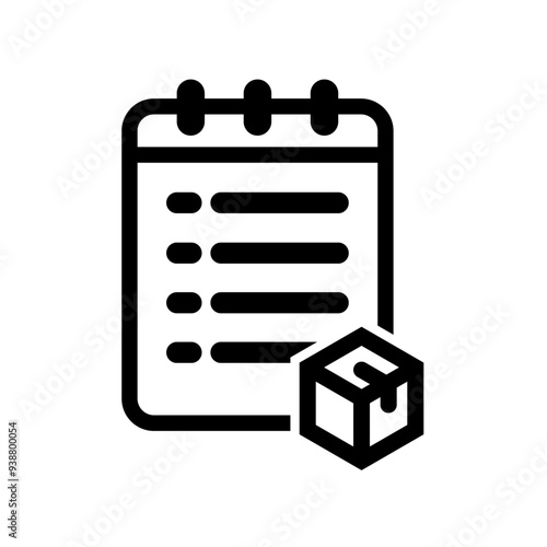 Inventory icon with checklist and box symbols for stored goods