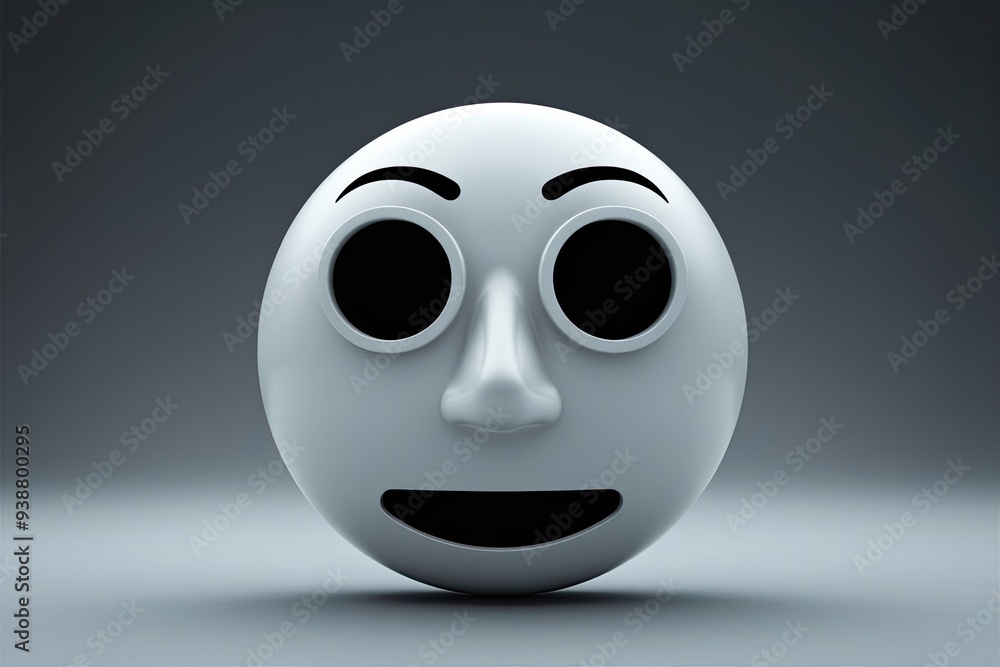 3D Uncertain Emoticon Hesitant Face with Mixed Feelings 3D Uncertain Emoticon Hesitant Face with Mixed Feelings