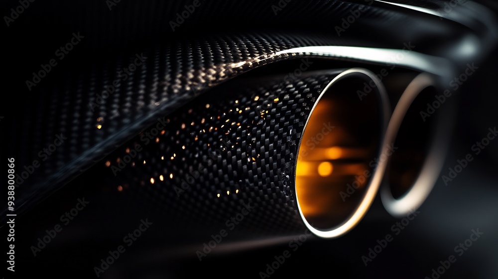 Close-up of a Car's Carbon Fiber Exhaust Pipes Close-up of a Car's Carbon Fiber Exhaust Pipes