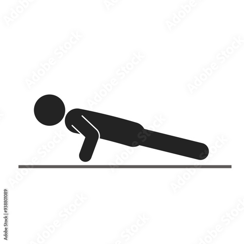 Isolated sport pictogram, push up on a mattres, gym, health, fitness icon