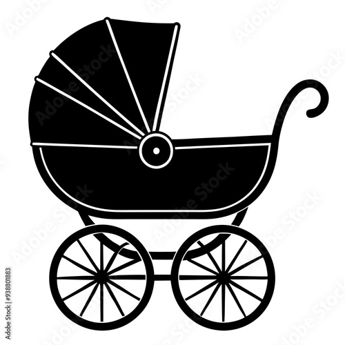 baby carriage silhouette vector illustration.