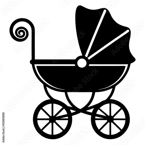 baby carriage silhouette vector illustration.