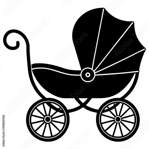 baby carriage silhouette vector illustration.
