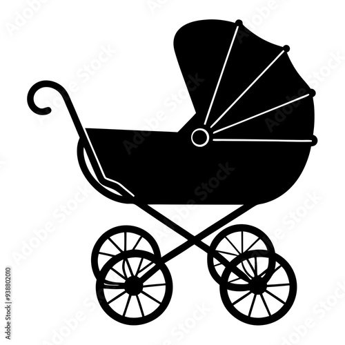 baby carriage silhouette vector illustration.
