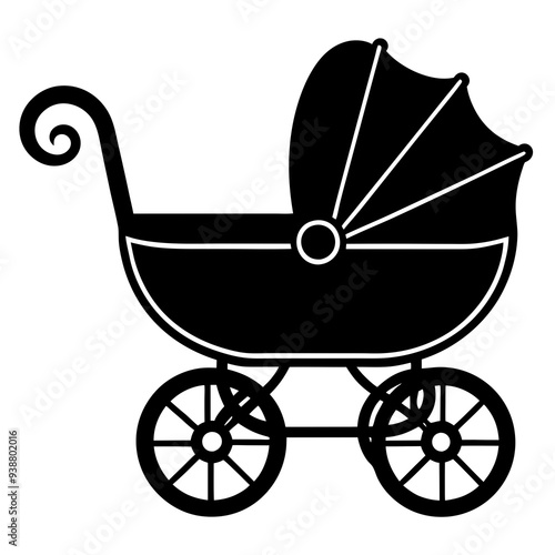 baby carriage silhouette vector illustration.
